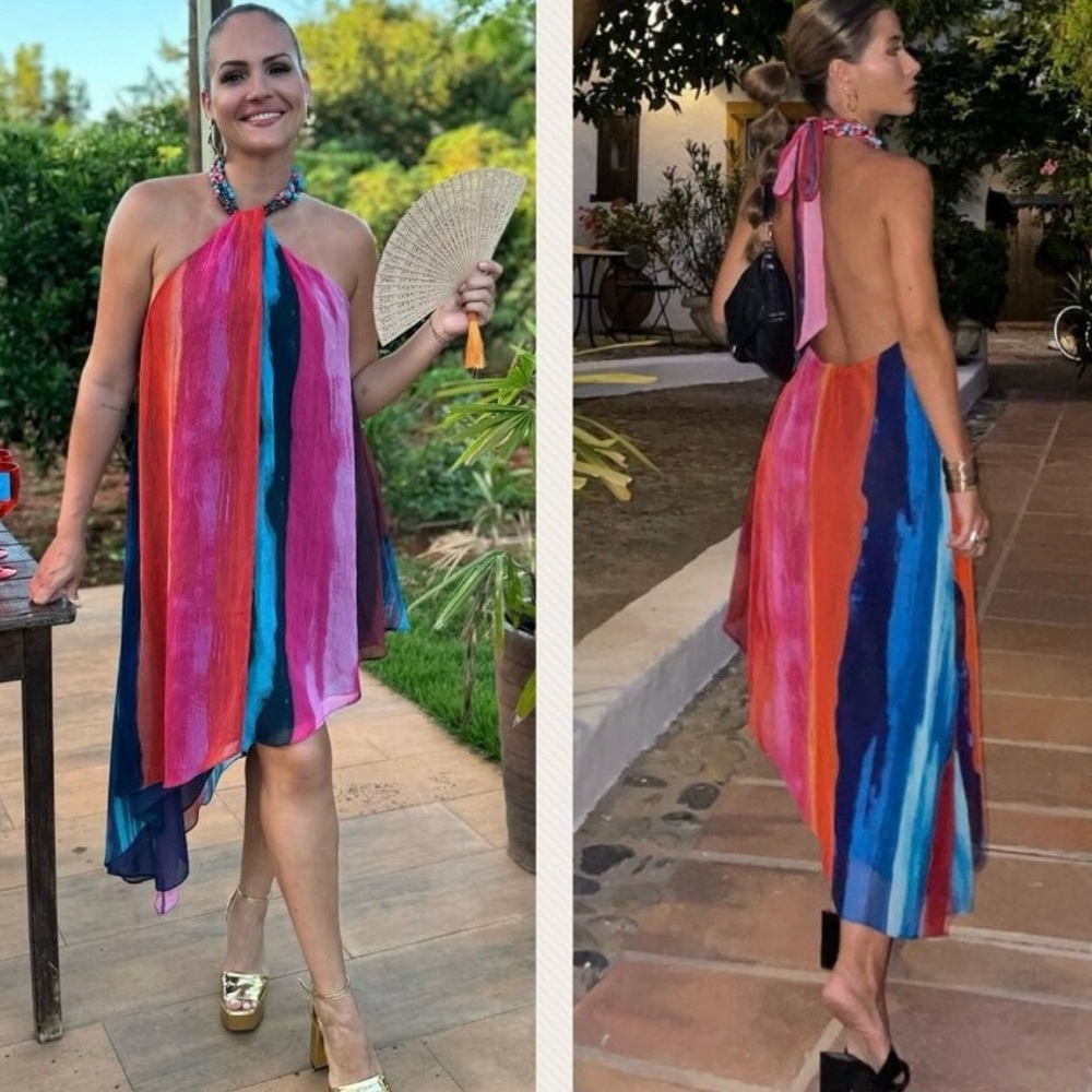 ZARA BEADED HALTER DRESS